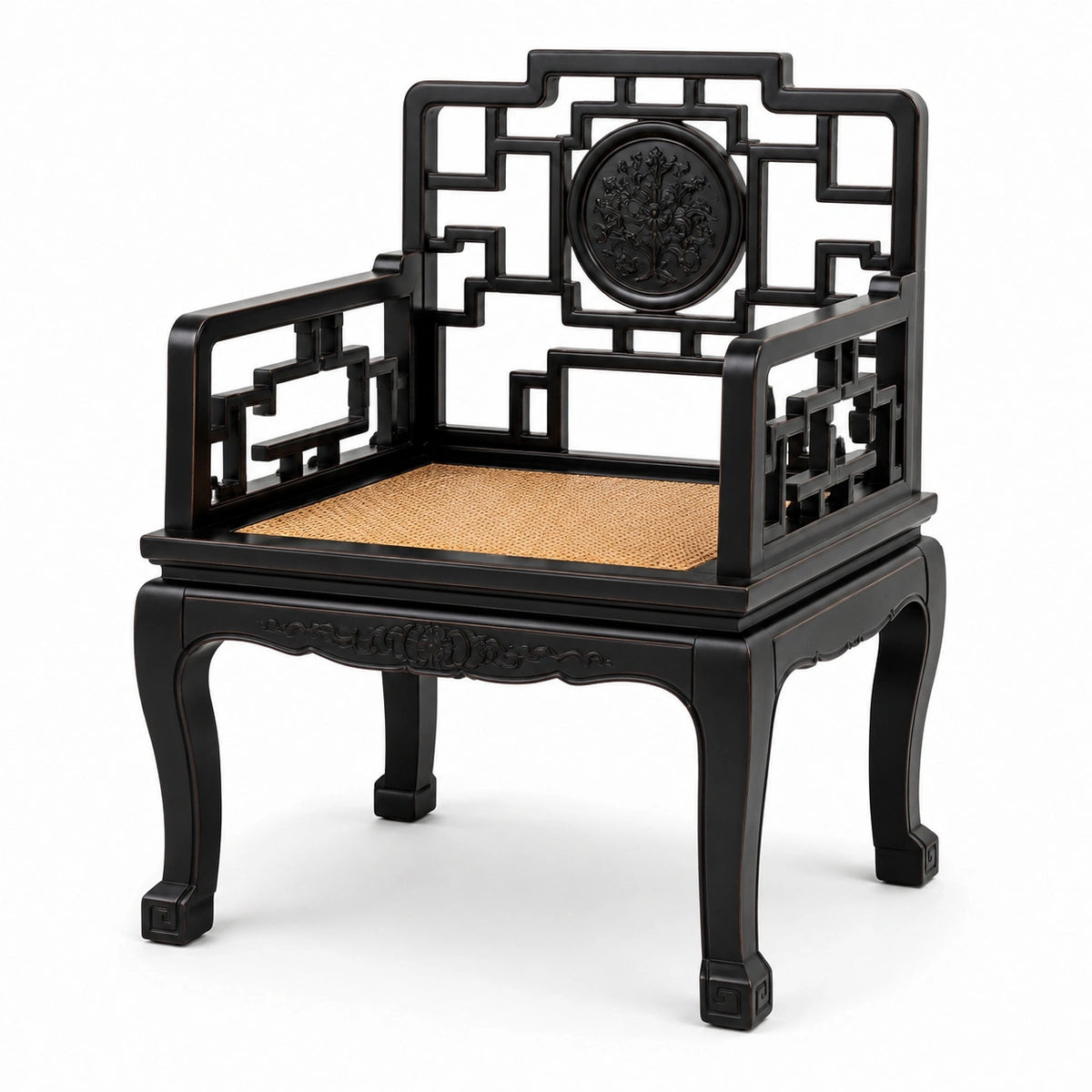 Sillón de Madera y Ratán Negro