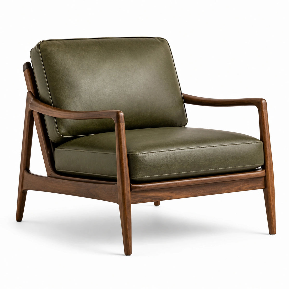 Sillón de Madera y Piel Sintética Verde