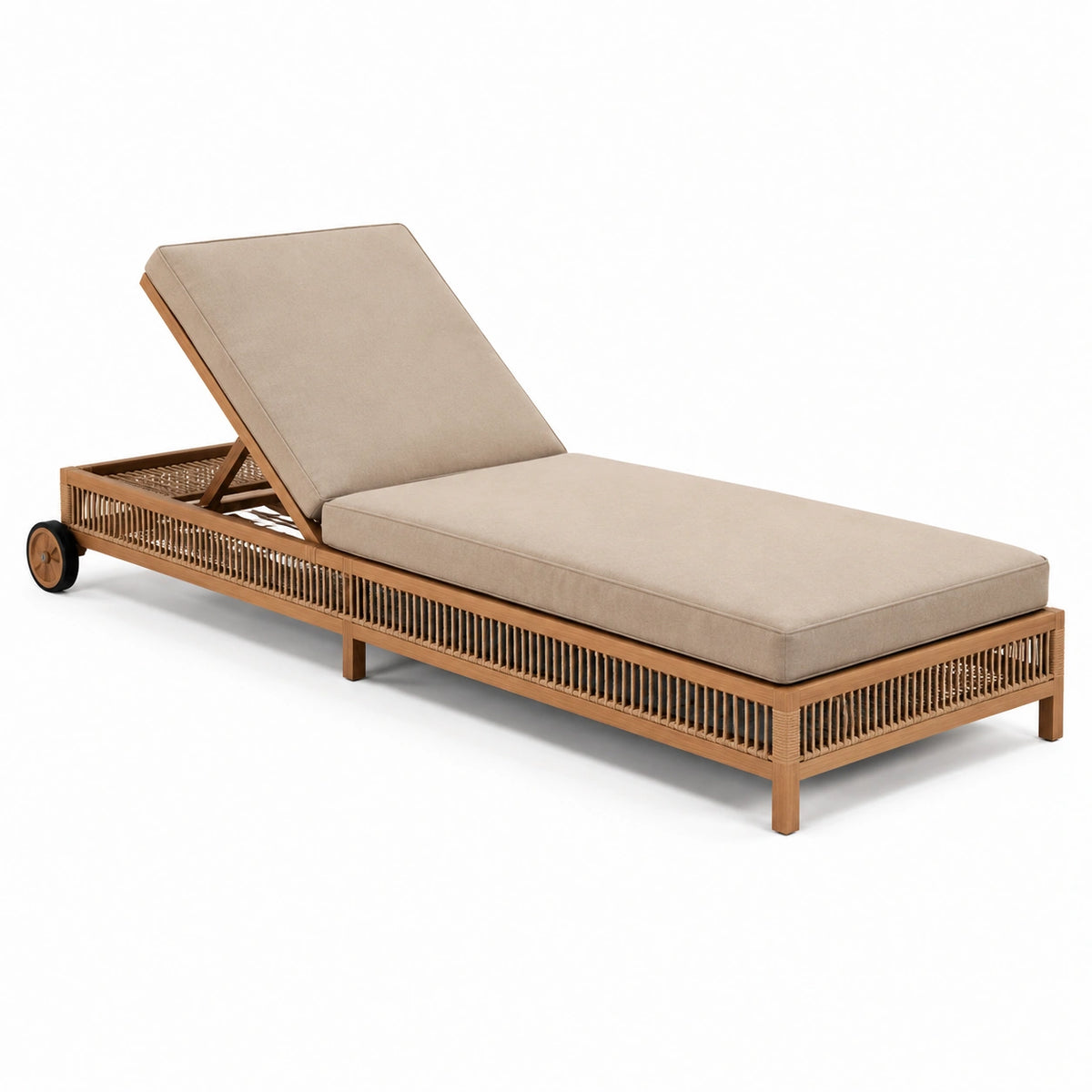 Tumbona de madera con cojín ajustable 200x70x35 cm