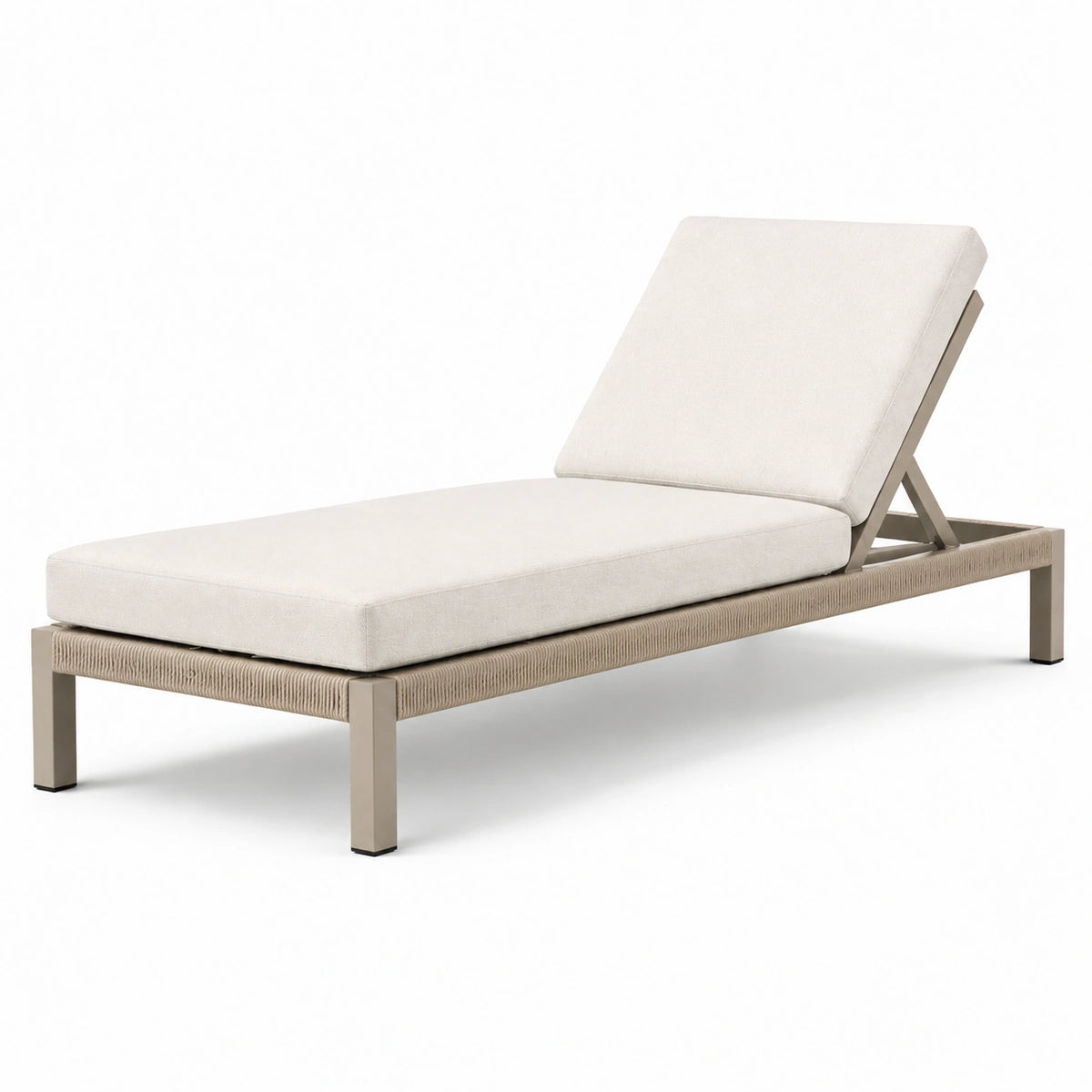 Tumbona de aluminio y tejido beige 200x65x35 cm