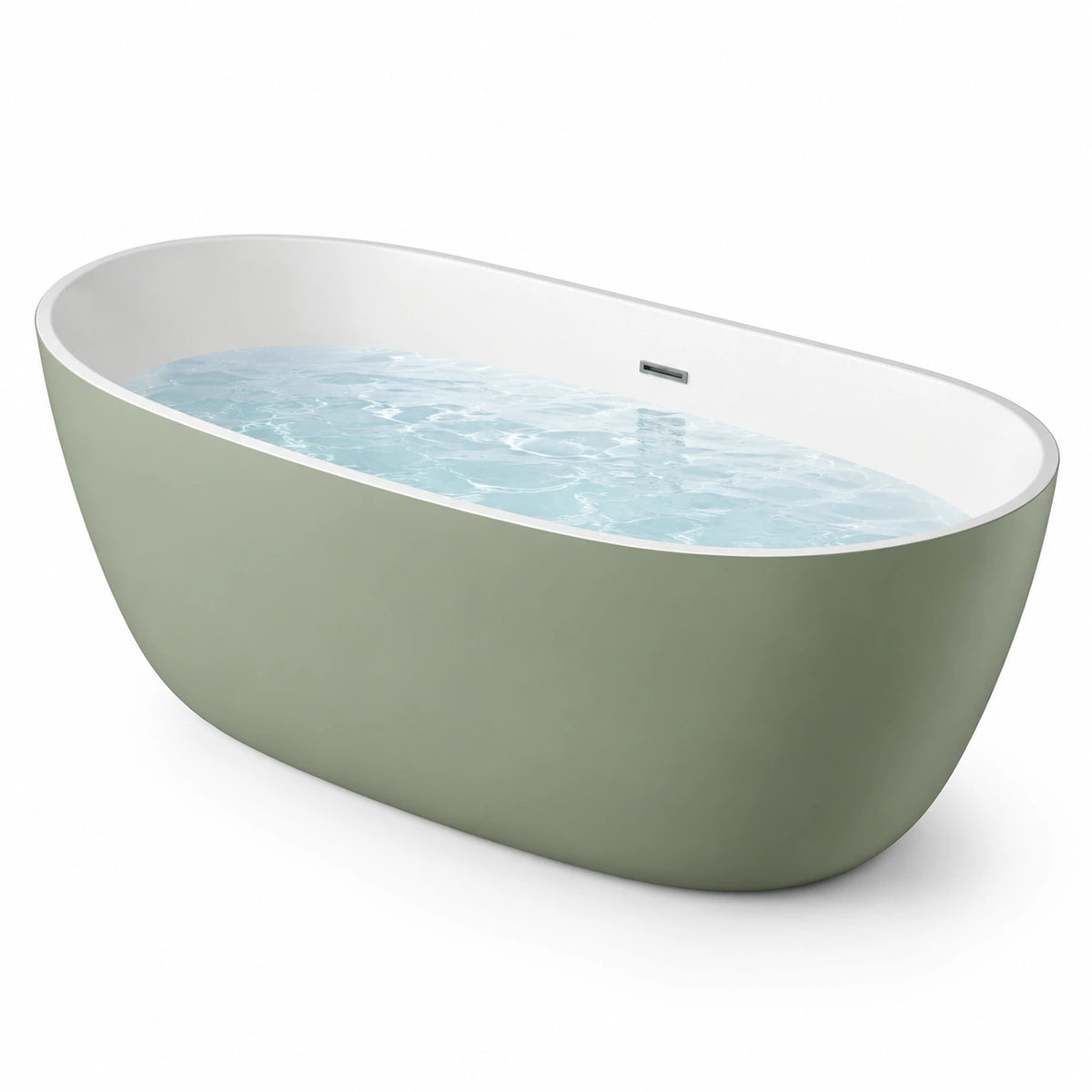 Bañera independiente de acrílico verde oliva