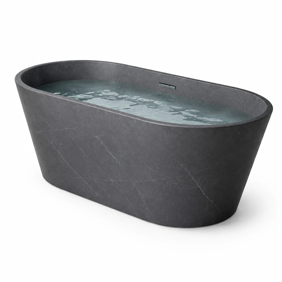 Bañera independiente de resina compuesta gris oscuro