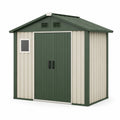 Cobertizo de jardín de acero galvanizado verde/beige 213x127x185 cm
